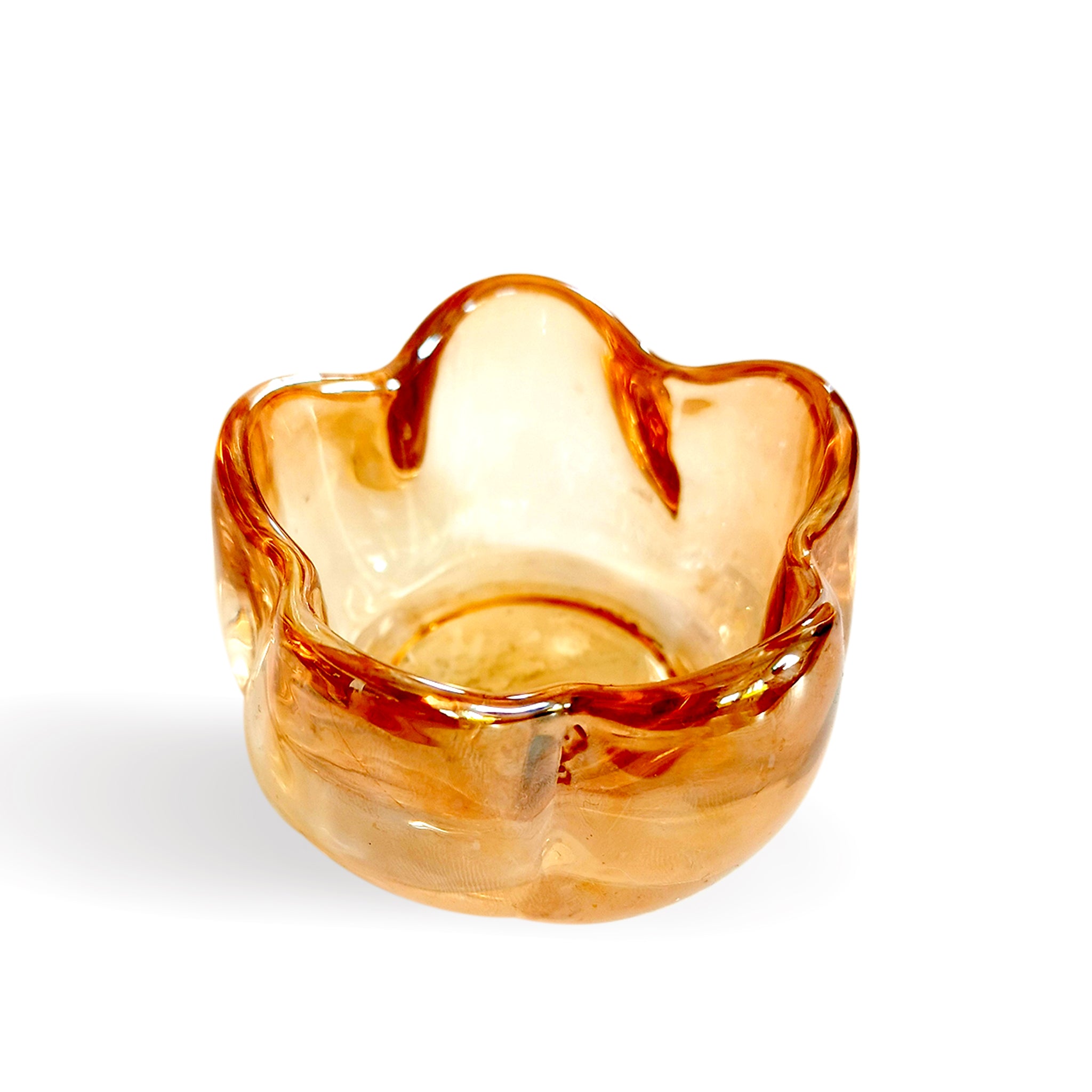 Amber Poppy Glass Holder With Candle
